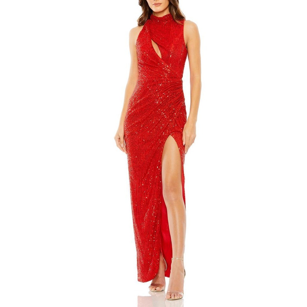 Ieena For Mac Duggal 27183 Sleeveless Cutout Evening Gown - Size 10 - Red - Nwt